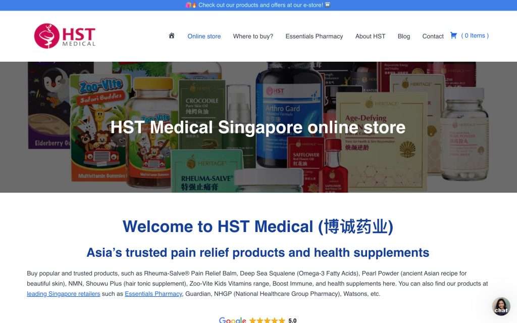 HST Medical Singapore website screenshot